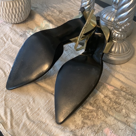 Gold Bow & Black D'orsay High Heels Slingback - Picture 4 of 7
